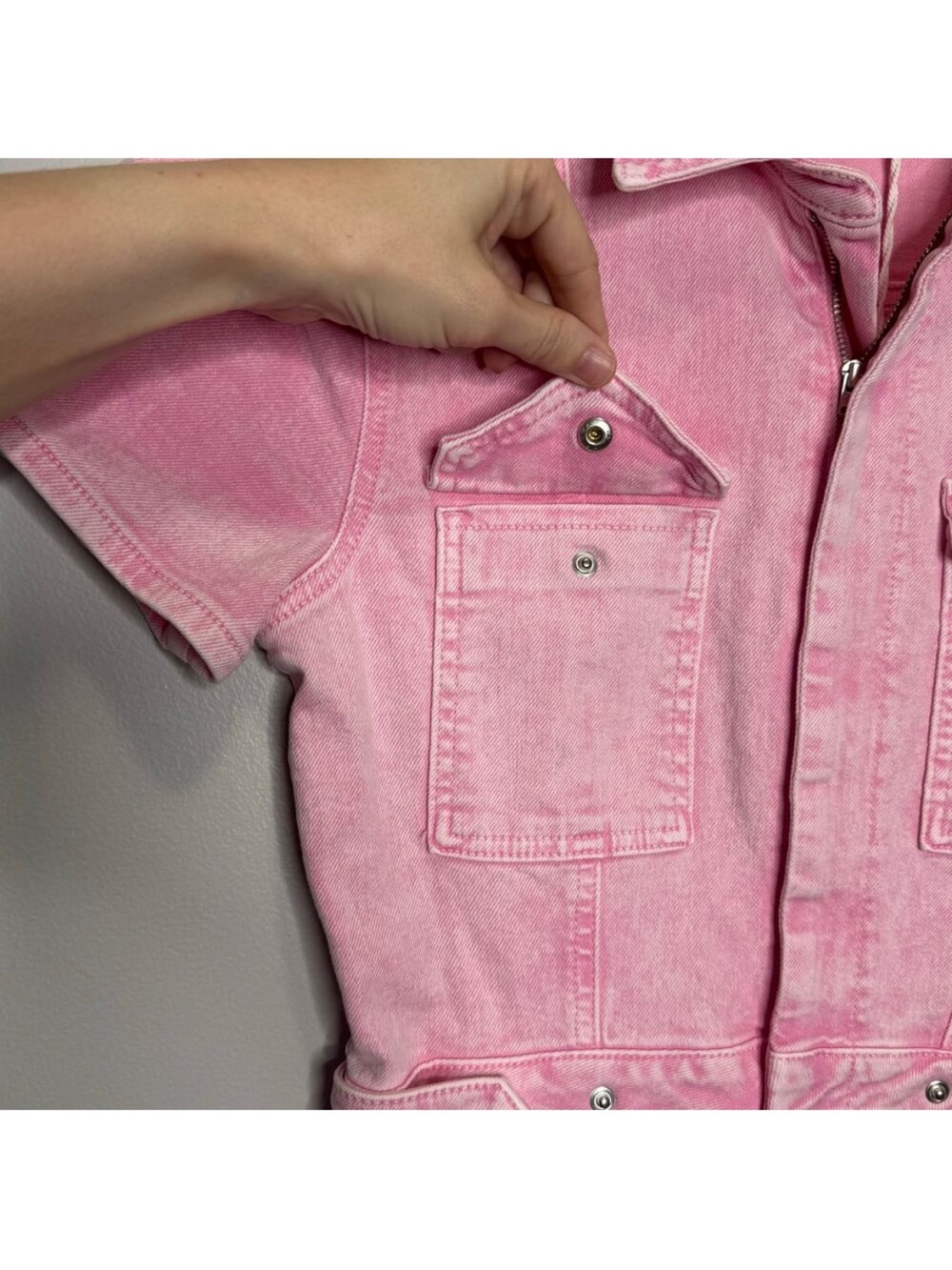 Good American Fit for success pink denim jumpsuit - Picture 7 of 11